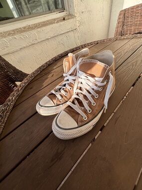 Converse High Top Sneakers in Tan and White